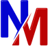 Blue and red stylized NM logo with overlapping letters on a white background