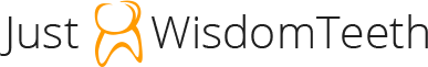 Just Wisdom Teeth logo with orange tooth icon and black text