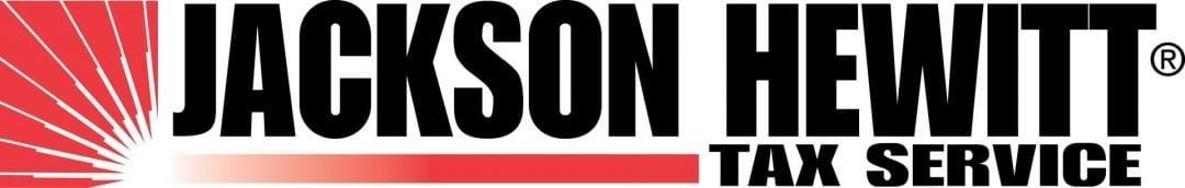 Jackson Hewitt Tax Service logo in black and red with sunburst icon