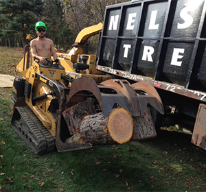 Person Carrying a Log of Wood Using a Machine — North Huntingdon, PA — Nelson Tree Company