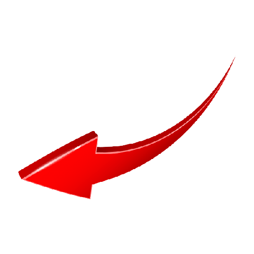 Red curved arrow pointing left with a sharp tip and trailing swoosh