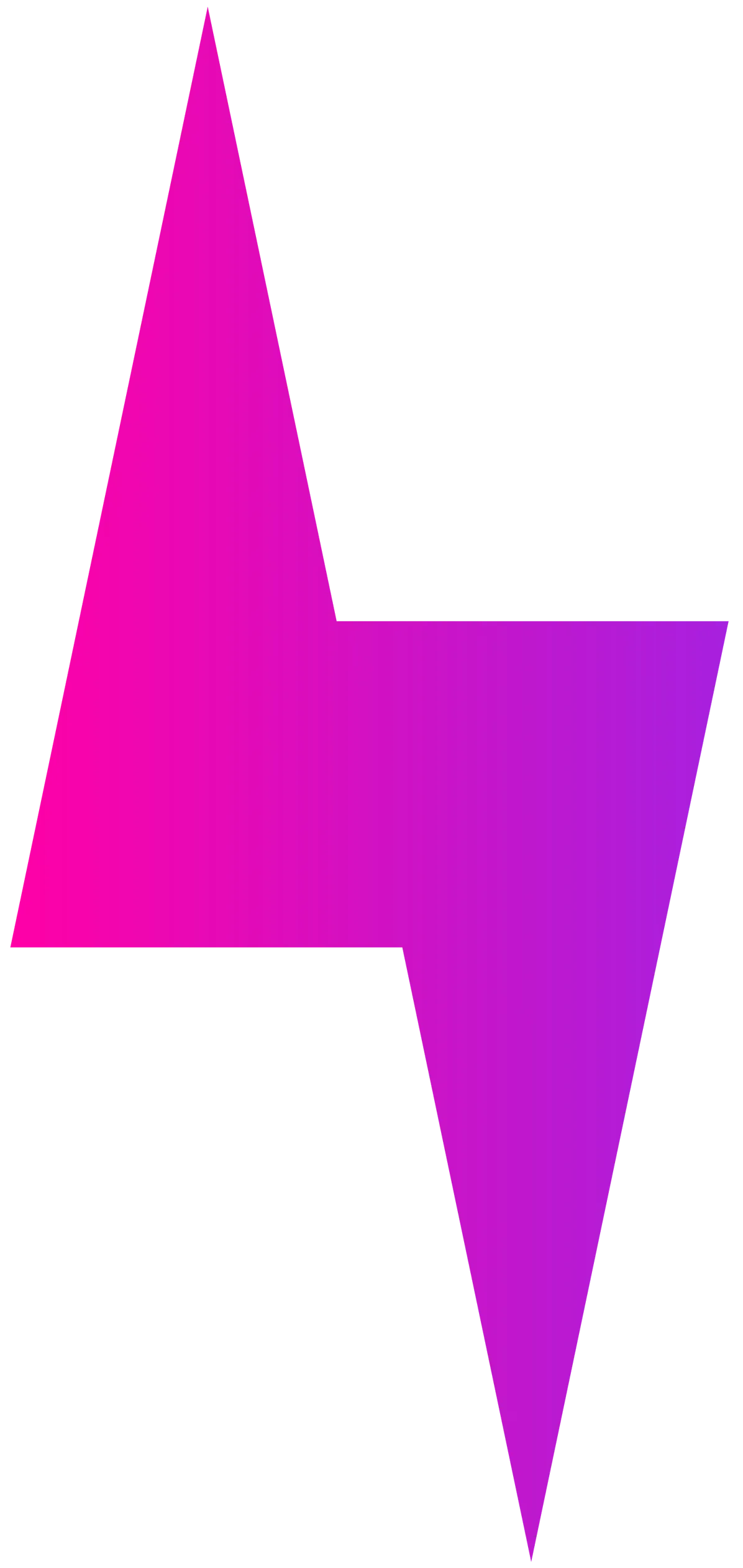 Magenta lightning bolt icon with a sharp angular shape on a white background