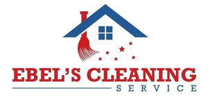 Ebel&rsquo;s Cleaning Service logo with blue house roof and red stars over red text.