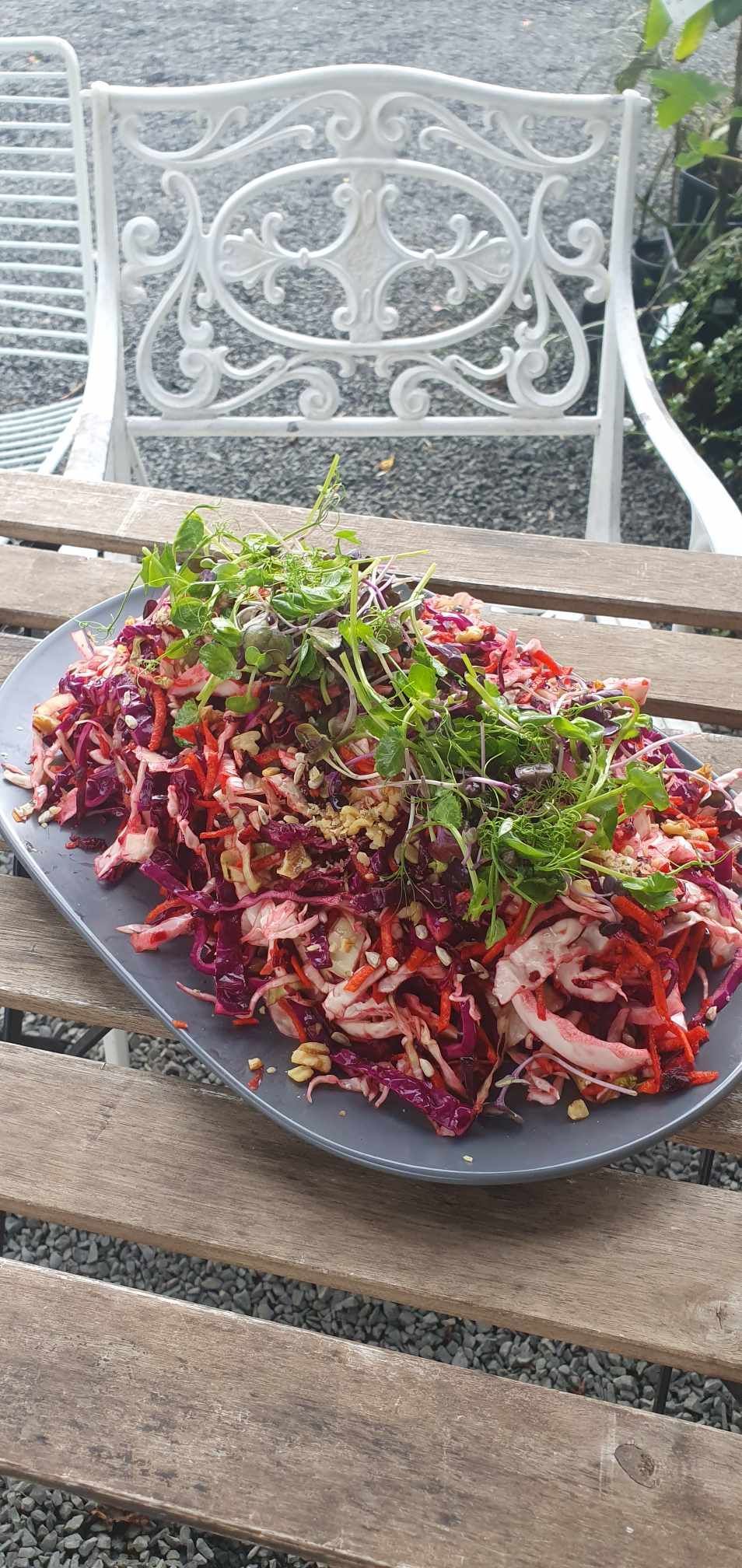 A Bowl of Salad With Vegetables and Herbs — Burnetts On Barney in Kiama, NSW