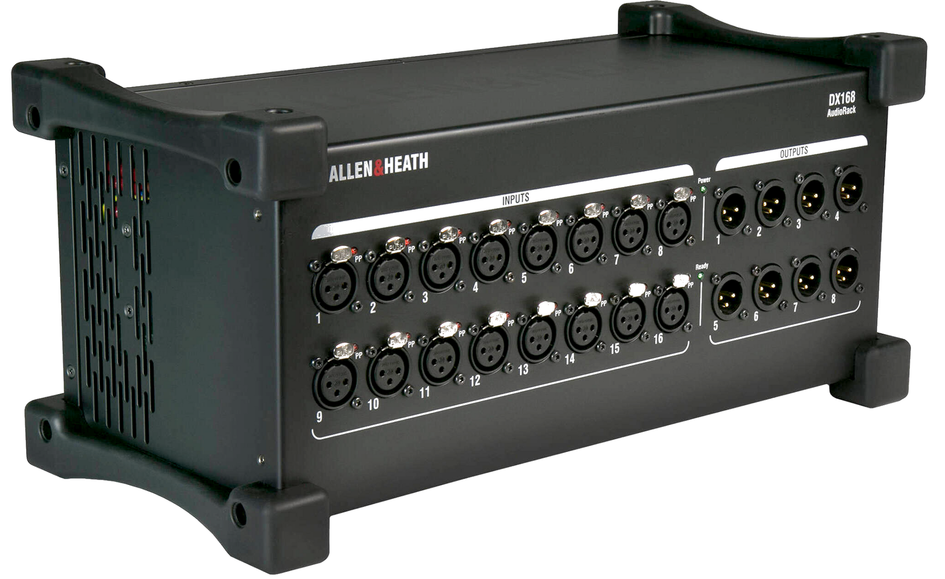 Black Allen & Heath audio stage box with multiple XLR inputs and outputs.