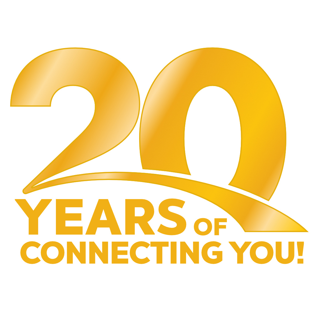 Resource Stage 20 years of connecting you Badge.