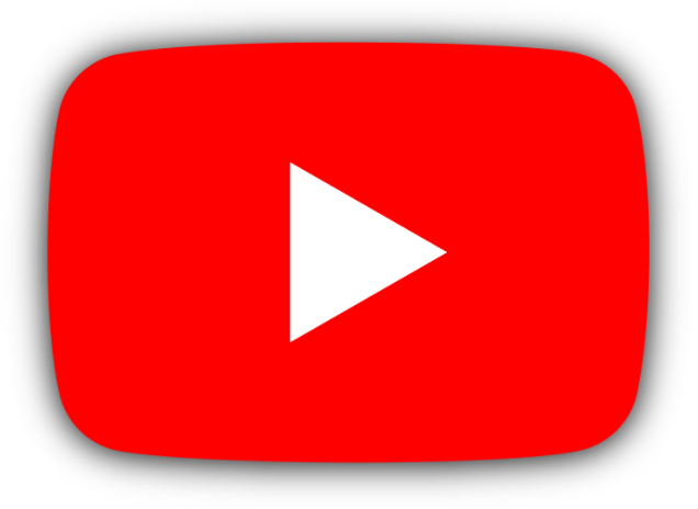 Red YouTube logo with white play button.
