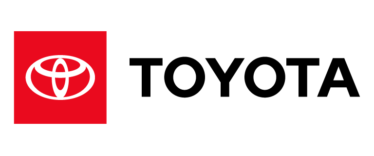Toyota logo: white Toyota emblem within a red square,
