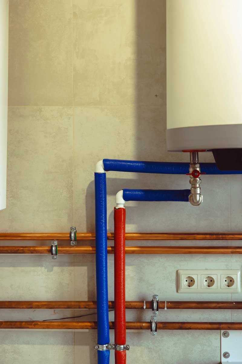 Pipes leading to a water heater