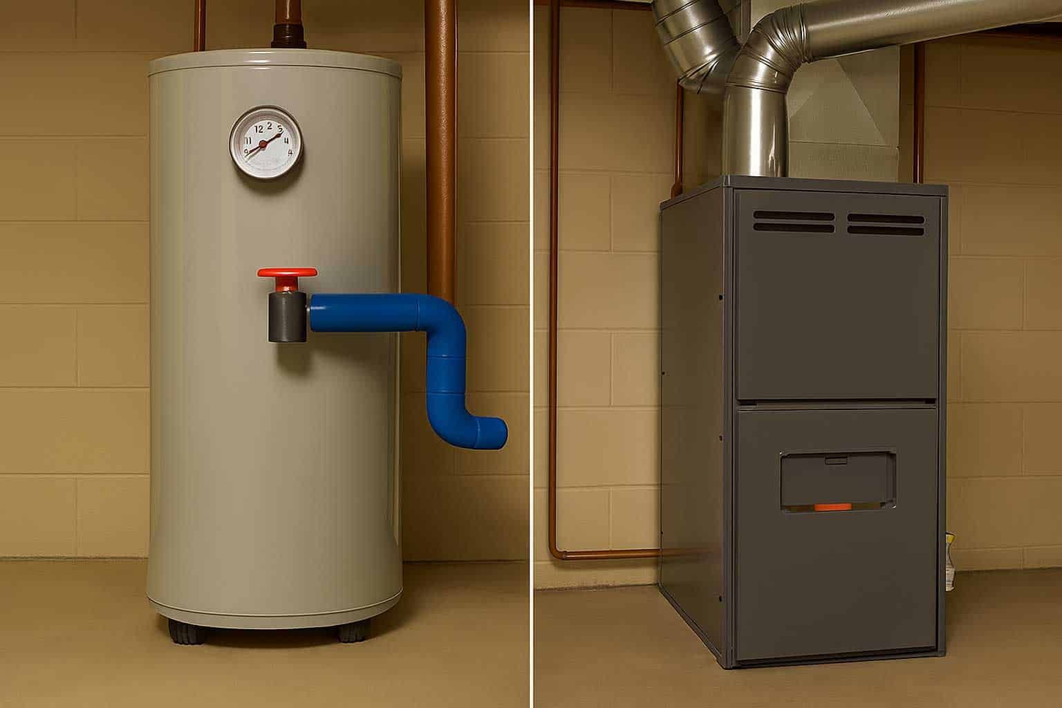 Boiler and furnace side by side for heating system comparison.