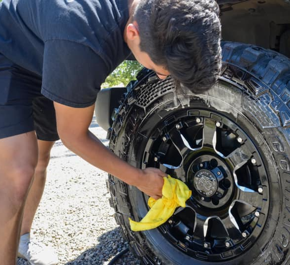 Tire cleaning is apart of Keptcars standard exterior detailing service
