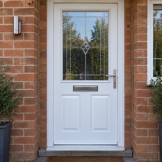 The same door with a new glass panel