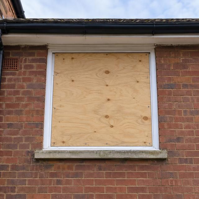 The same window covered with a fitted board