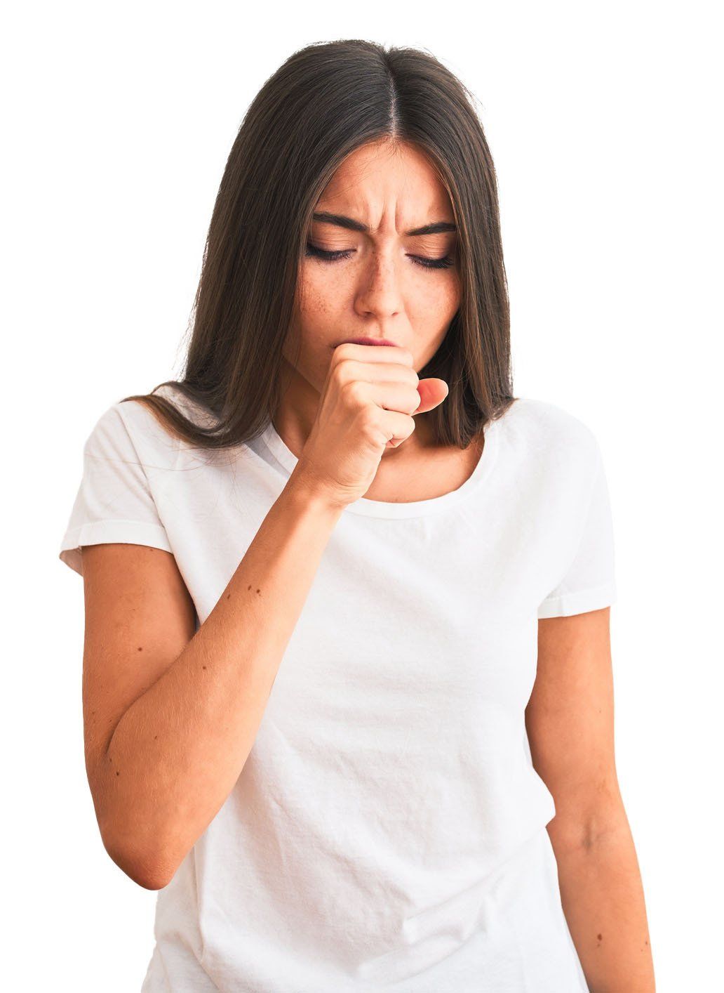 Woman Coughing — Lexington, KY — Allergy Asthma & Immunology: Dr. Iraklis Livas Woman Coughing — Lexington, KY — Allergy Asthma & Immunology: Dr. Iraklis Livas