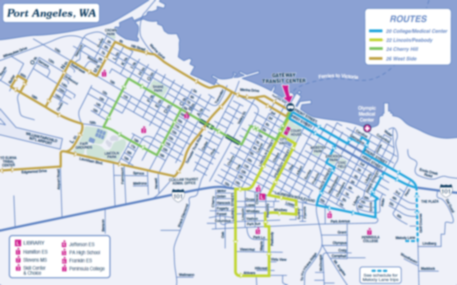 Map of Clallam Transit System Port Angeles Routes