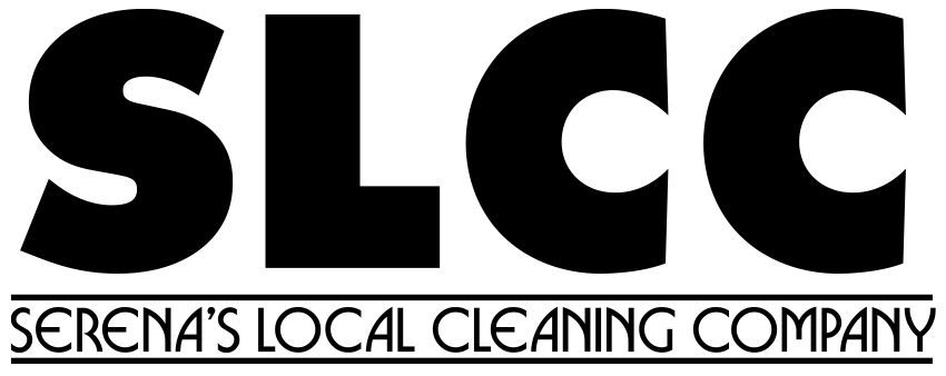 Logo for Serena's Local Cleaning Company: black SLCC letters above the company name in a thin, boxed font.
