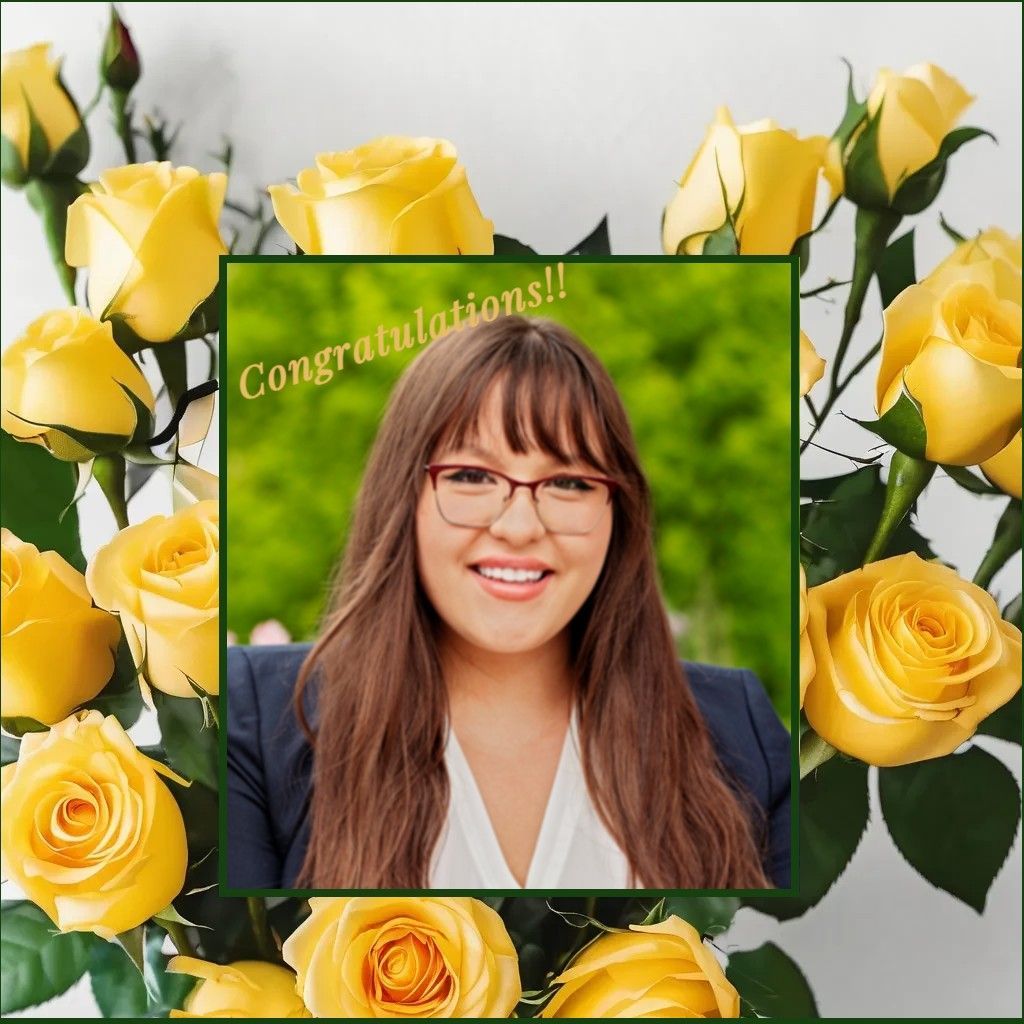 Woman with glasses smiles,