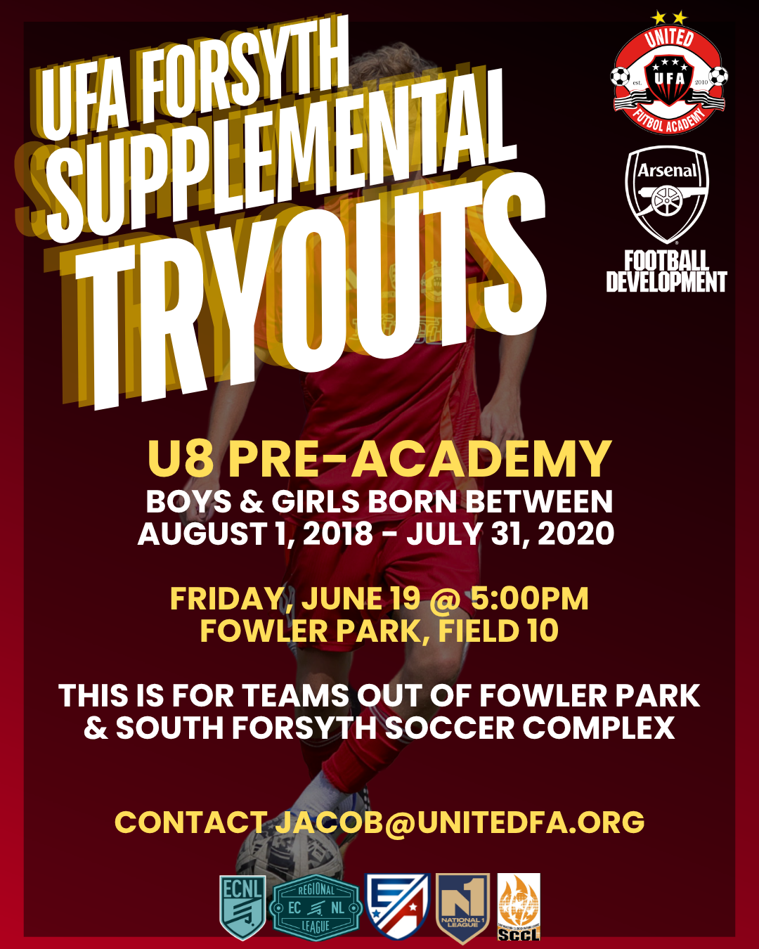 United Futbol Academy tryouts flyer for Academy/Select teams