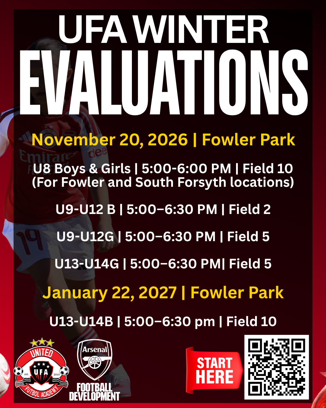 United Futbol Academy tryouts flyer for Academy/Select teams