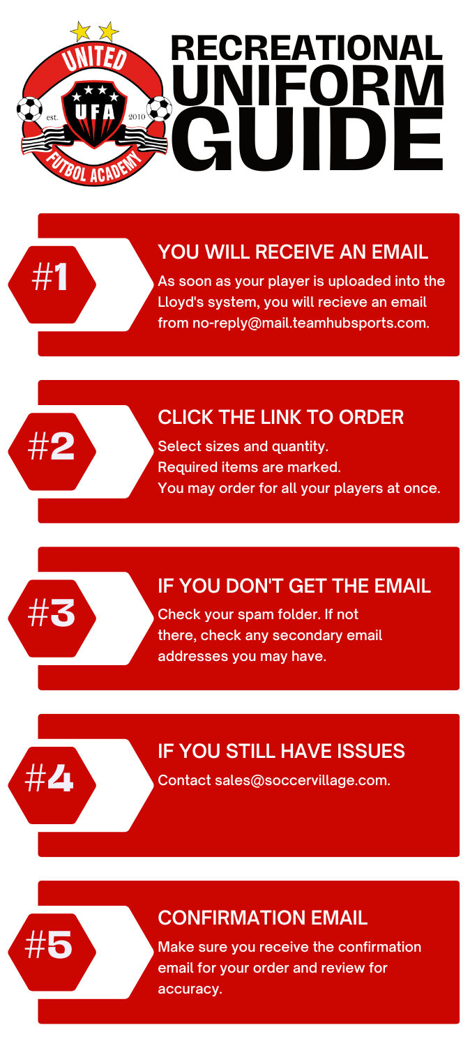 United Futbol Academy South Georgia Recreation uniform guide