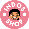 Roze cirkellogo met een lachend cartoongezicht en de tekst