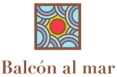 A logo for balcon al mar with a stained glass design