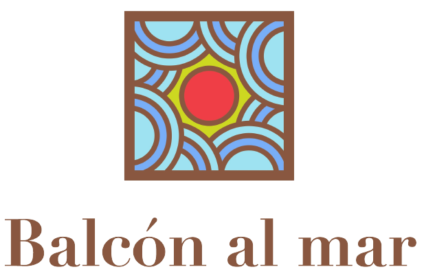 A logo for balcon al mar with a stained glass design