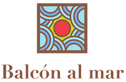 A logo for balcon al mar with a stained glass design