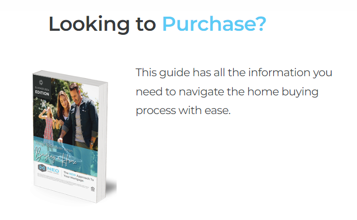 Buyers guide cover titled “Looking to Purchase?” with text about navigating the home buying process