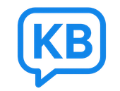 Blue speech bubble with white border, 