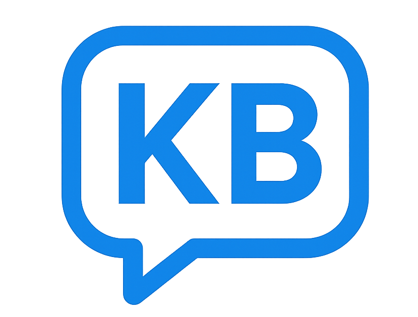 Blue speech bubble with white border,