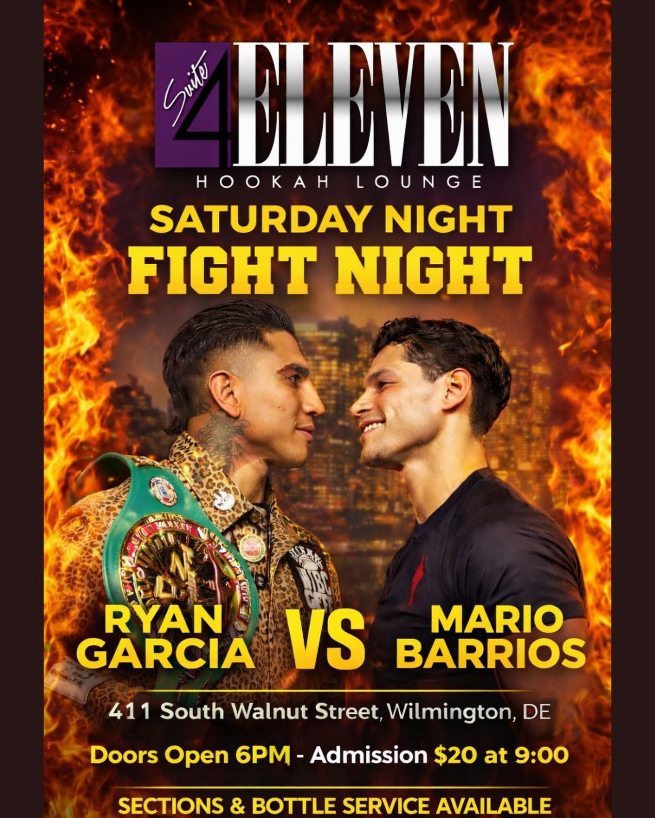 Fight Night
Garcia vs Barrios
Wilmington nightlife
Lounge and Grill in Delaware