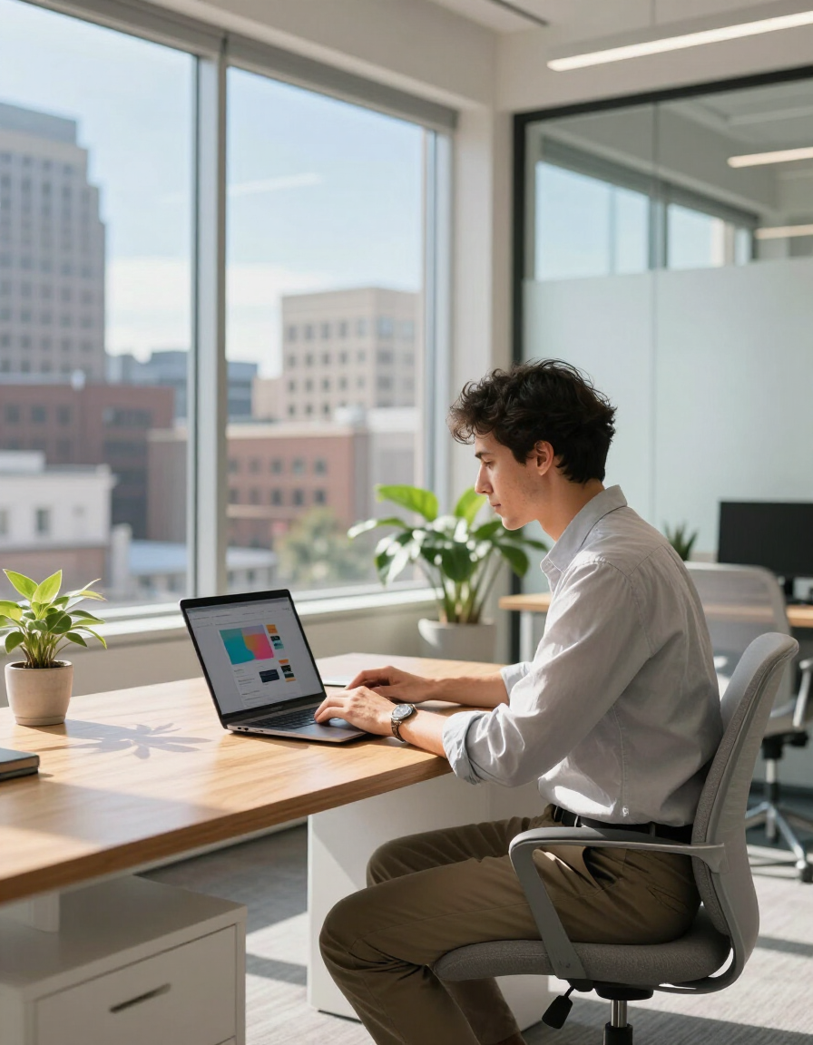 Small business owner updating their website
