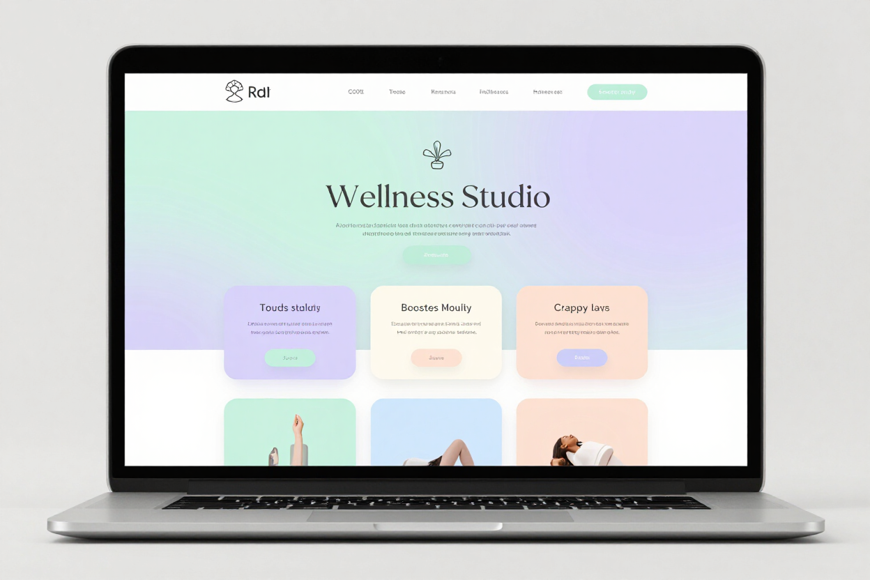 Mock website sample, wellness studio layout
