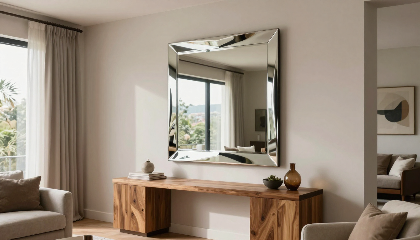 Espejo decorativo a medida en una sala moderna