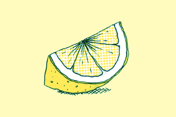 Geviertelte Zitrone steht für Eine Illustration einer geviertelten Zitrone, das für