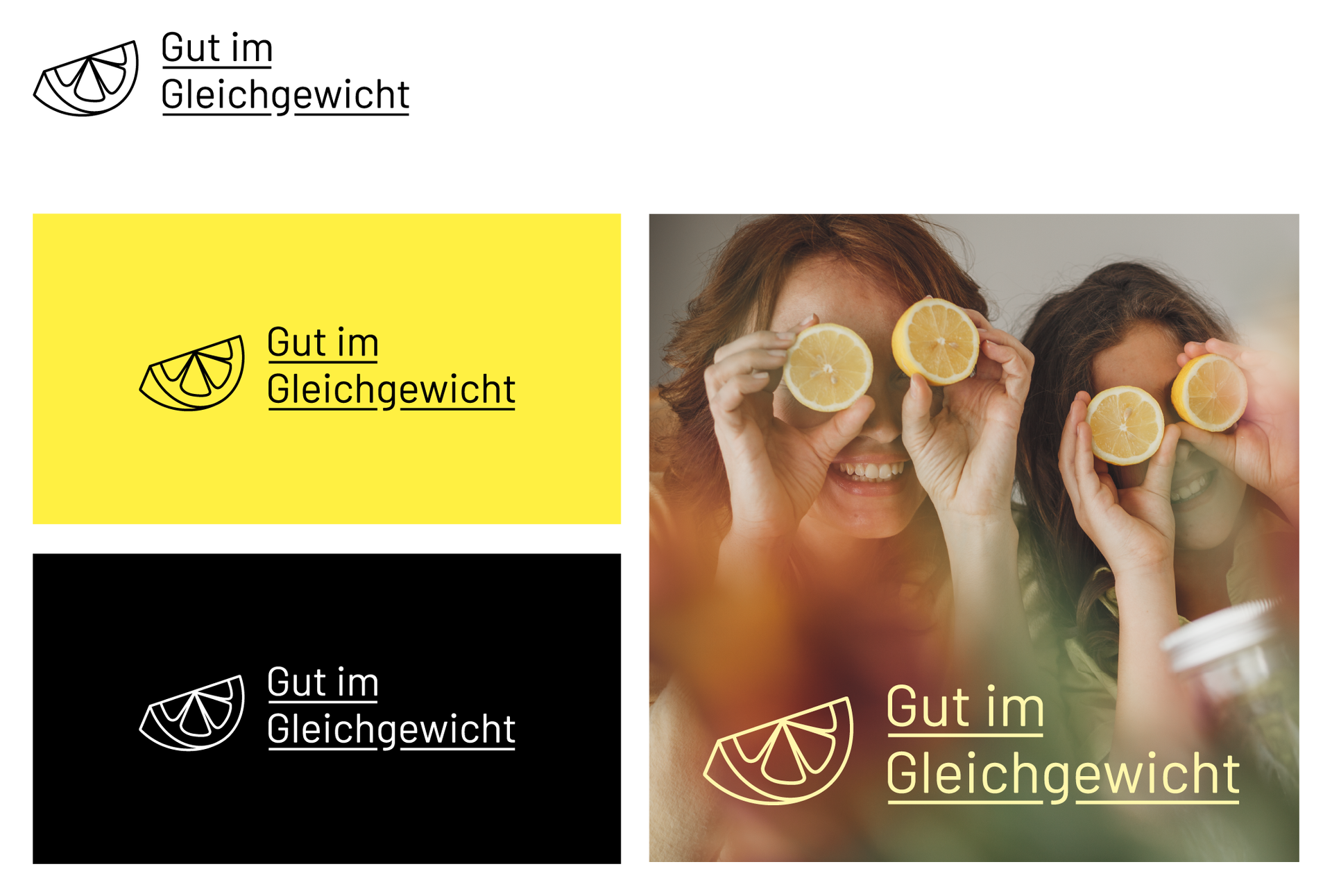 Schwarz- und Weiß-Umsetzung sowie Negativ-Umsetzung Schwarz- und Weiß-Umsetzung sowie Negativ-Umsetzung des Logos auf gelben oder schwarzen Hintergrund sowie auf Foto-Hintergrund.