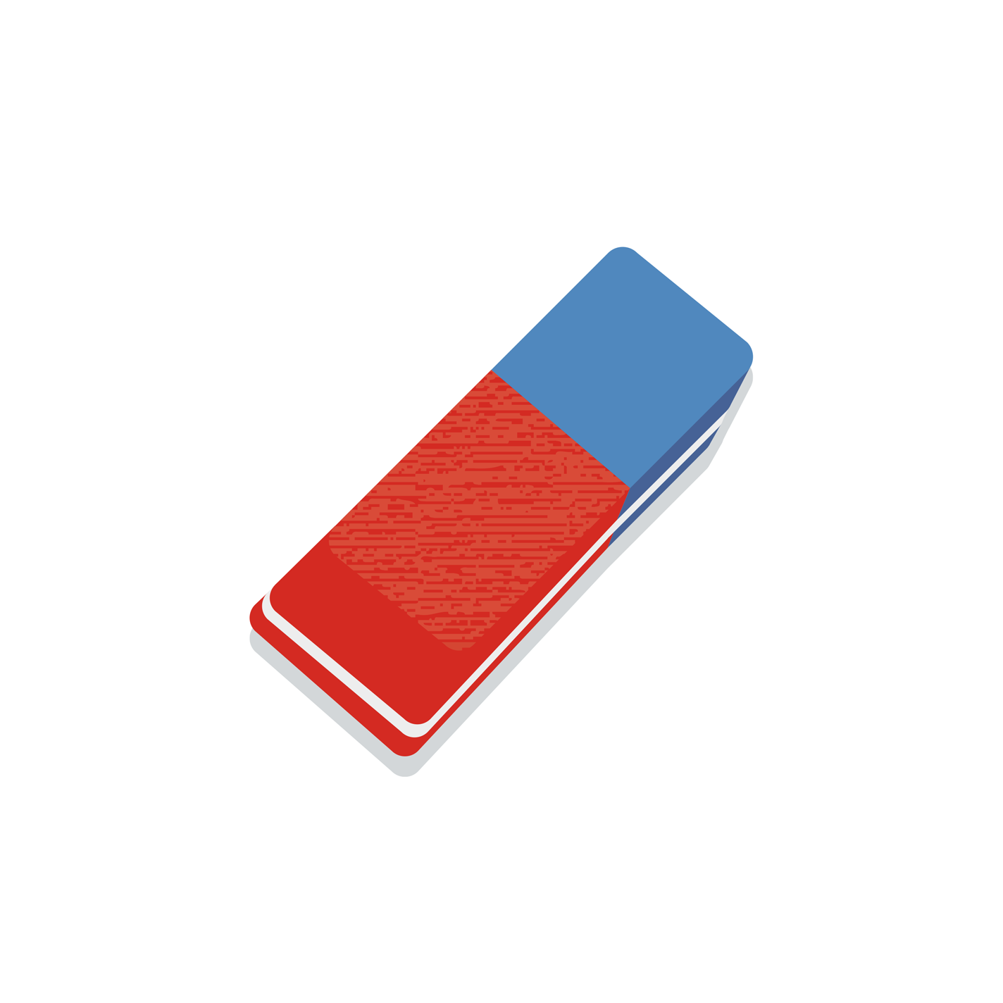 Radiergummi Illustration eines klassischen Radiergummi in Rot und Blau.