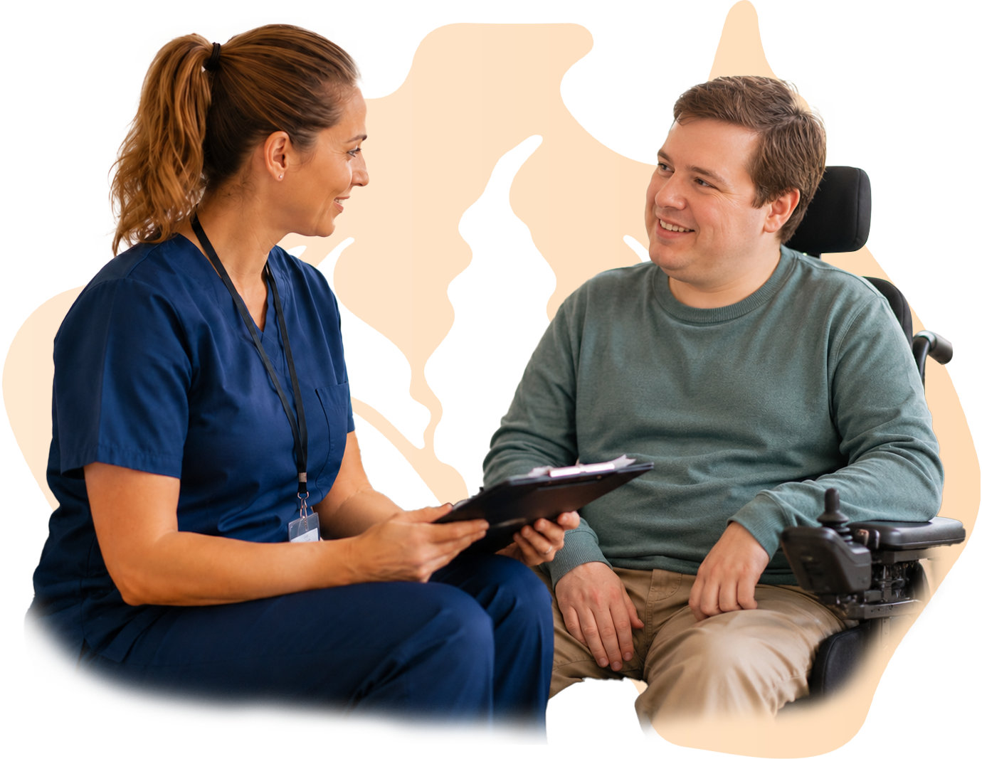 nurse showing continence results to a NDIS patient