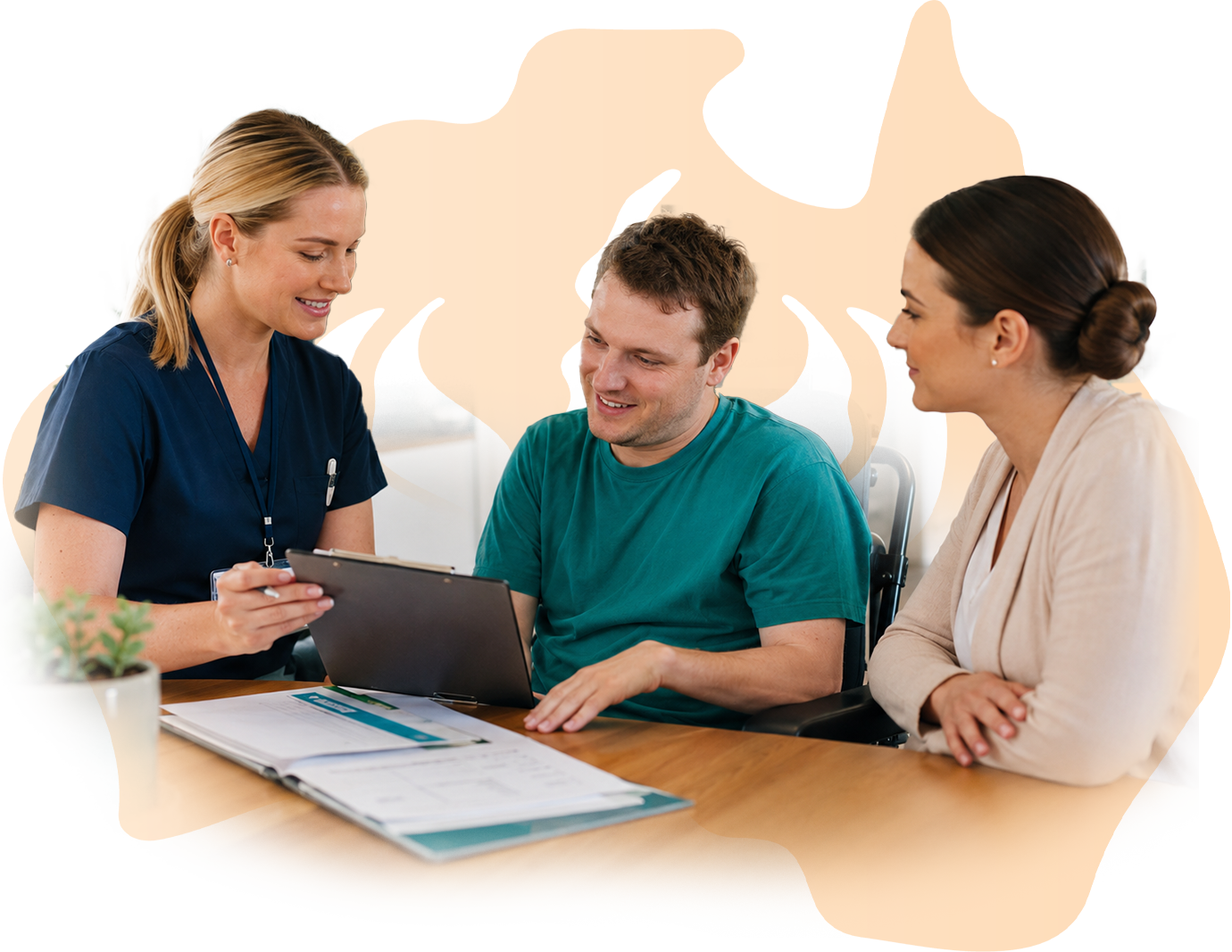 Nurse with NDIS participant and support worker