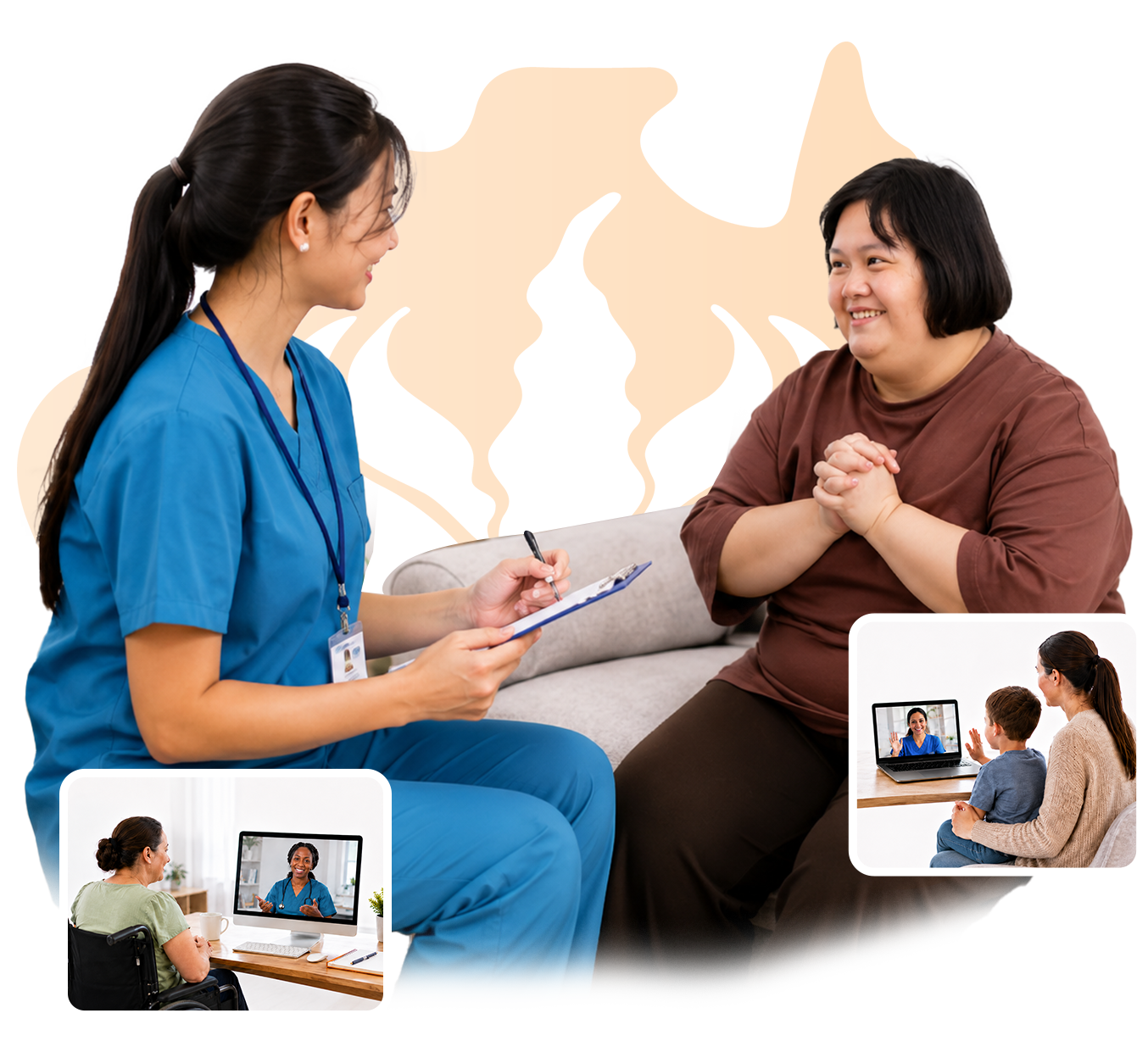 nurse consulting with NDIS participants for Continence Assessment in person and face-to-face teams/zoom