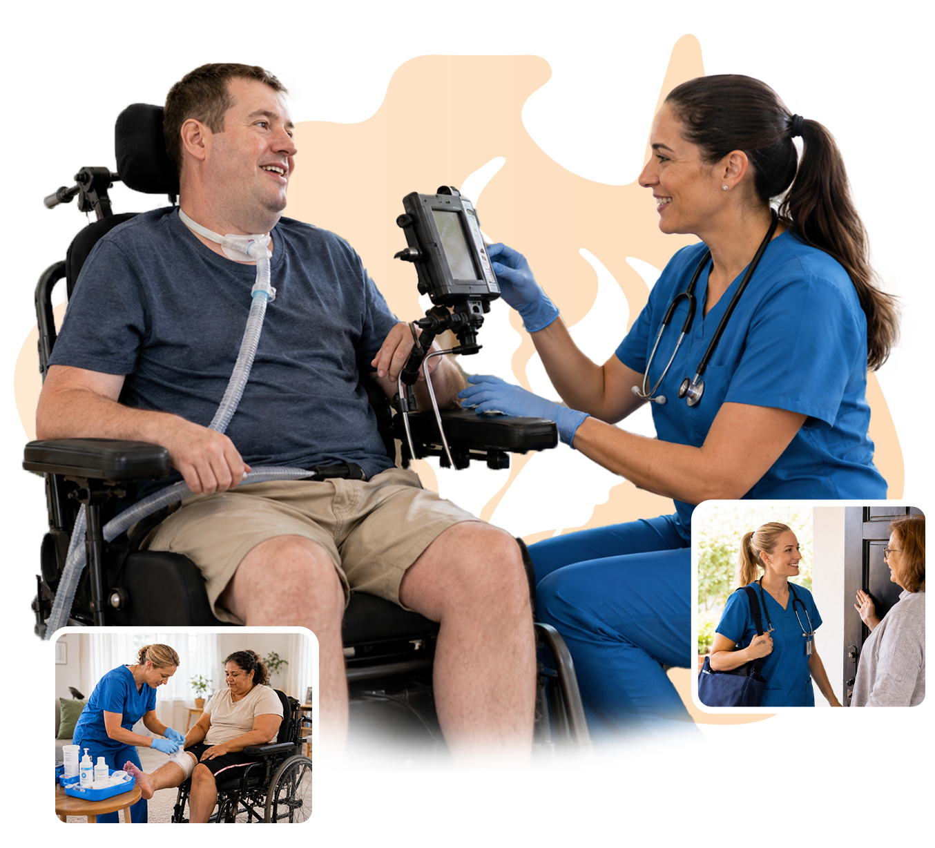 Nurse helping NDIS Participant with complex high-intensity needs