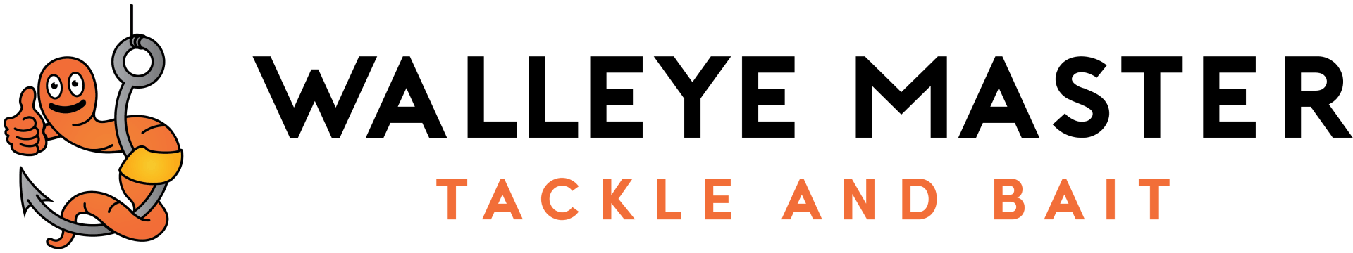 A logo for walleye master tackle and bait