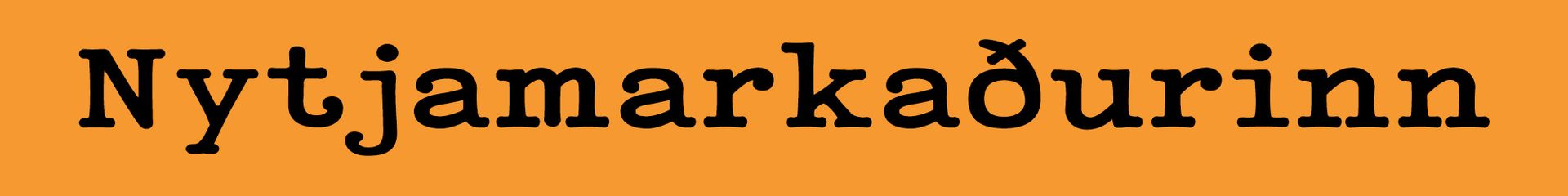 Svartur texti sem segir „Nytjamarkaðurinn“ á ljósum bakgrunni