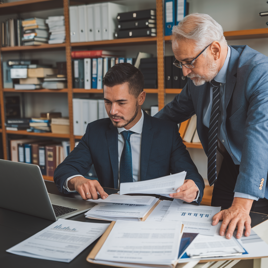 Orange County business owner in office discussing payroll tax issues