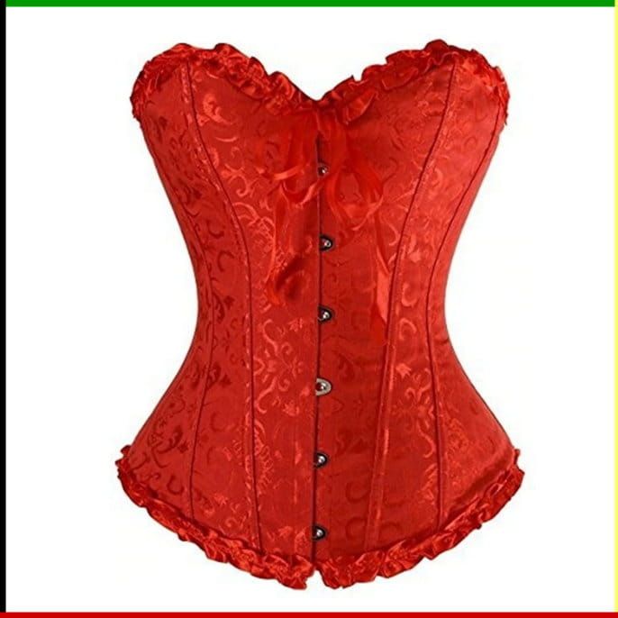 Rood kanten korset met strikdetail.