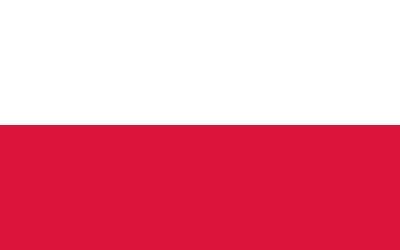 A red and white flag on a white background.