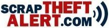 A logo for scrap theft alert.com is shown