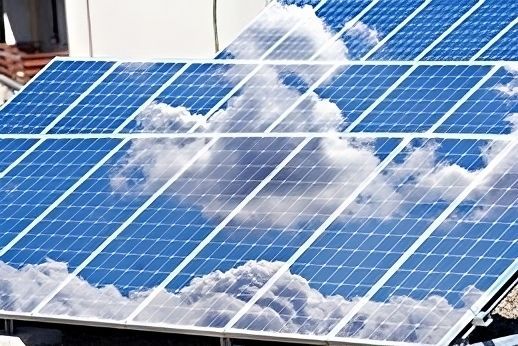solar panel clouds reflection