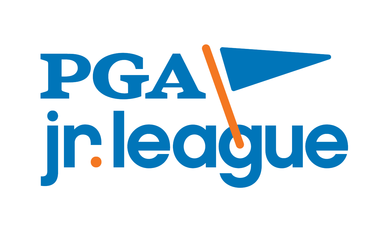 PGA Jr. League logo with blue text and an orange golf flag icon